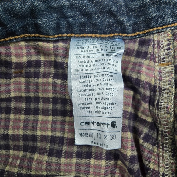 Carhartt Flannel Lined Jeans Womens 10 Blue Denim Relaxed Fit Straight Leg NEW - Picture 5 of 14